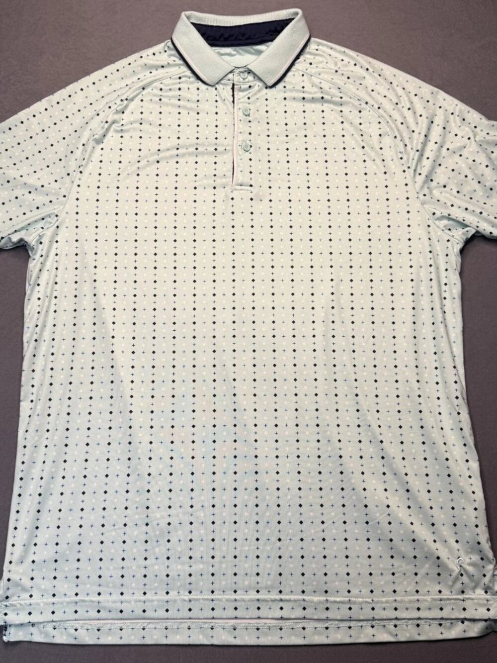 HEAD Golf Men's Wicking Geometric Print Polo Shirt L Blue/White
